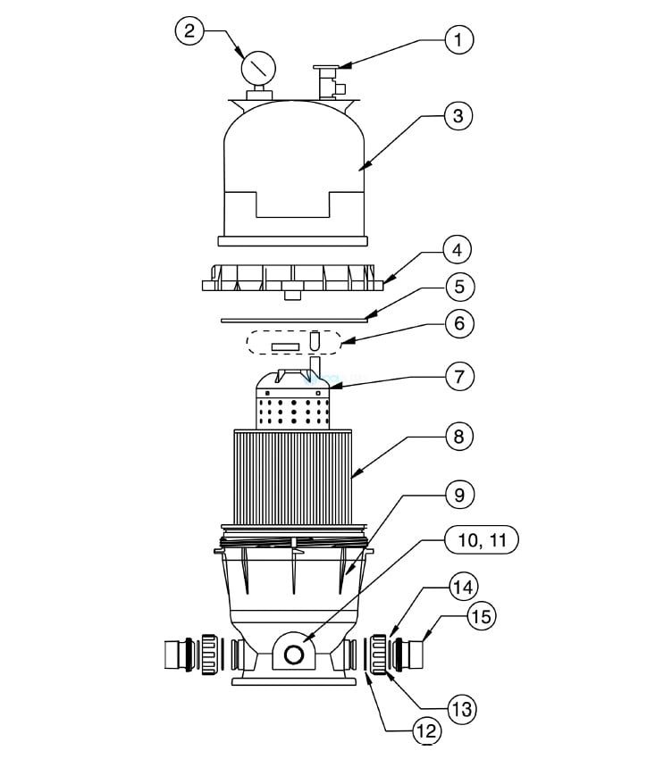 Pentair Clean & Clear Cartridge Filter | 150 Sq. Ft. | EC-160317 Parts Schematic