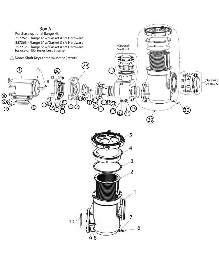Pentair EQW300 Series 3HP Nema Premium Efficiency Single Phase Waterfall Pool Pump without Strainer 208-230V | 340014 Parts Schematic