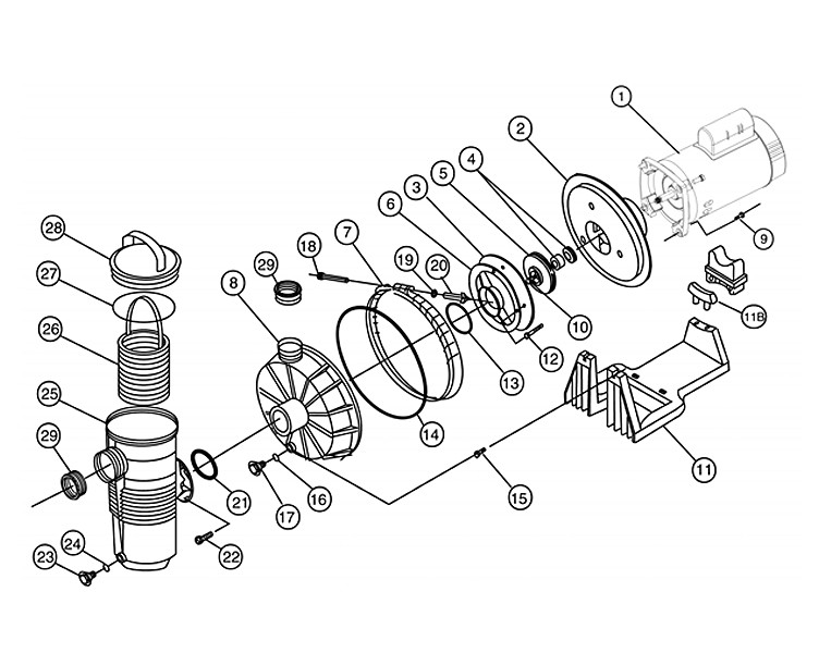 Pentair Challenger High Pressure Energy Efficient Pool Pump | 208/230V 3HP Full Rated | 345209 Parts Schematic