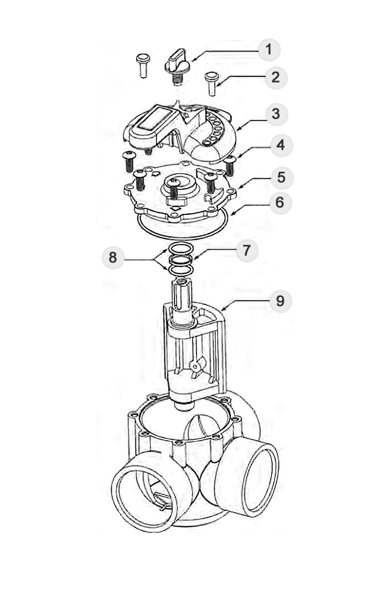 Pentair 3-Way CPVC Diverter and Check Valve Slip Outside | 2" x 2.5" | 263026 Parts Schematic