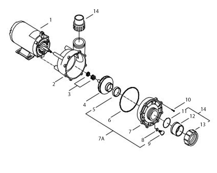 Gecko AquaFlo FloMaster XP2 | 48-Frame 230V 4.5 HP 3.0 OPHP 2-Speed | 06130395-2040 Parts Schematic