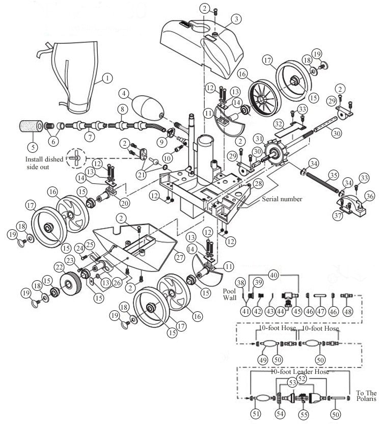 Polaris Vac-Sweep 180 In Ground Pressure Side Pool Cleaner | Includes Hose & Back-up Valve | F20 Parts Schematic