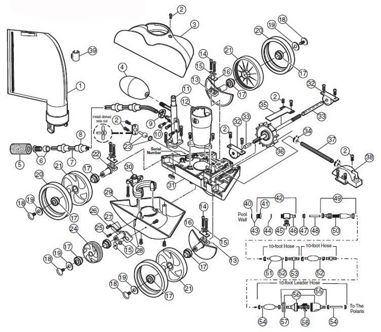 Polaris Vac-Sweep 280 In-Ground Pressure Side Pool Cleaner | Includes Hose & Back-up Valve | F5 Parts Schematic