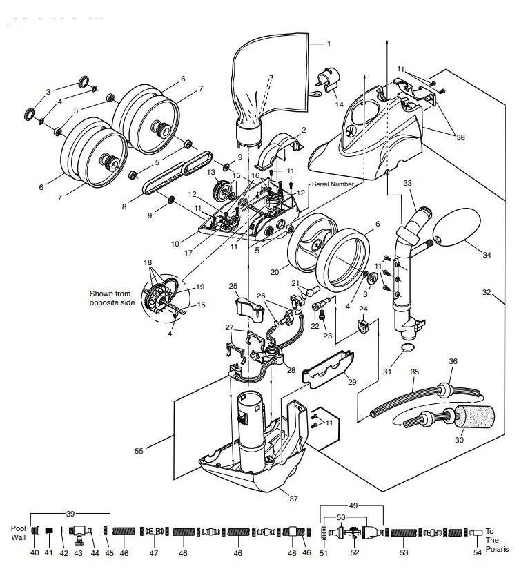 Polaris Vac-Sweep 360 Black Max In Ground Pressure Side Pool Cleaner | Includes Hose and Back-up Valve | F1B Parts Schematic