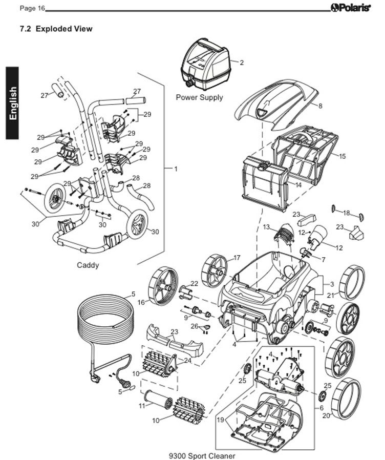 Polaris 9300 Sport Robotic In Ground Pool Cleaner | 60' Cable Included | F9300 Parts Schematic