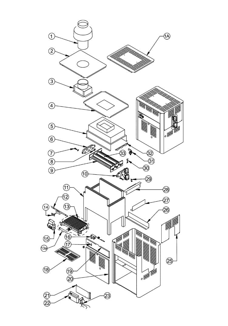 Pentair Minimax Plus Above Ground & Spa Heater - Electronic Ignition - Natural Gas - 100,000 BTU - 460347 Parts Schematic