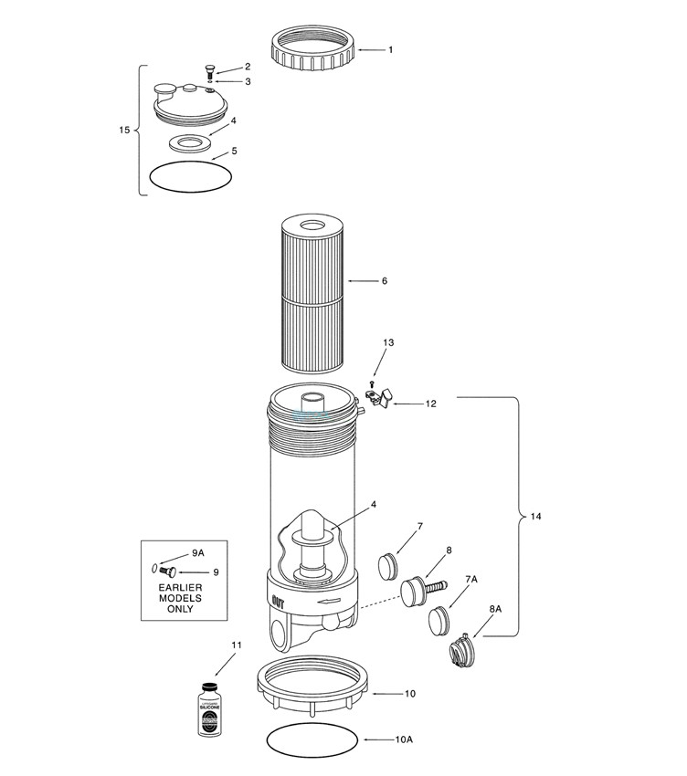 Pentair RTL25 Dynamic II HF Filter Cart | 25 SQFT | 3 OZ | R172512 Parts Schematic