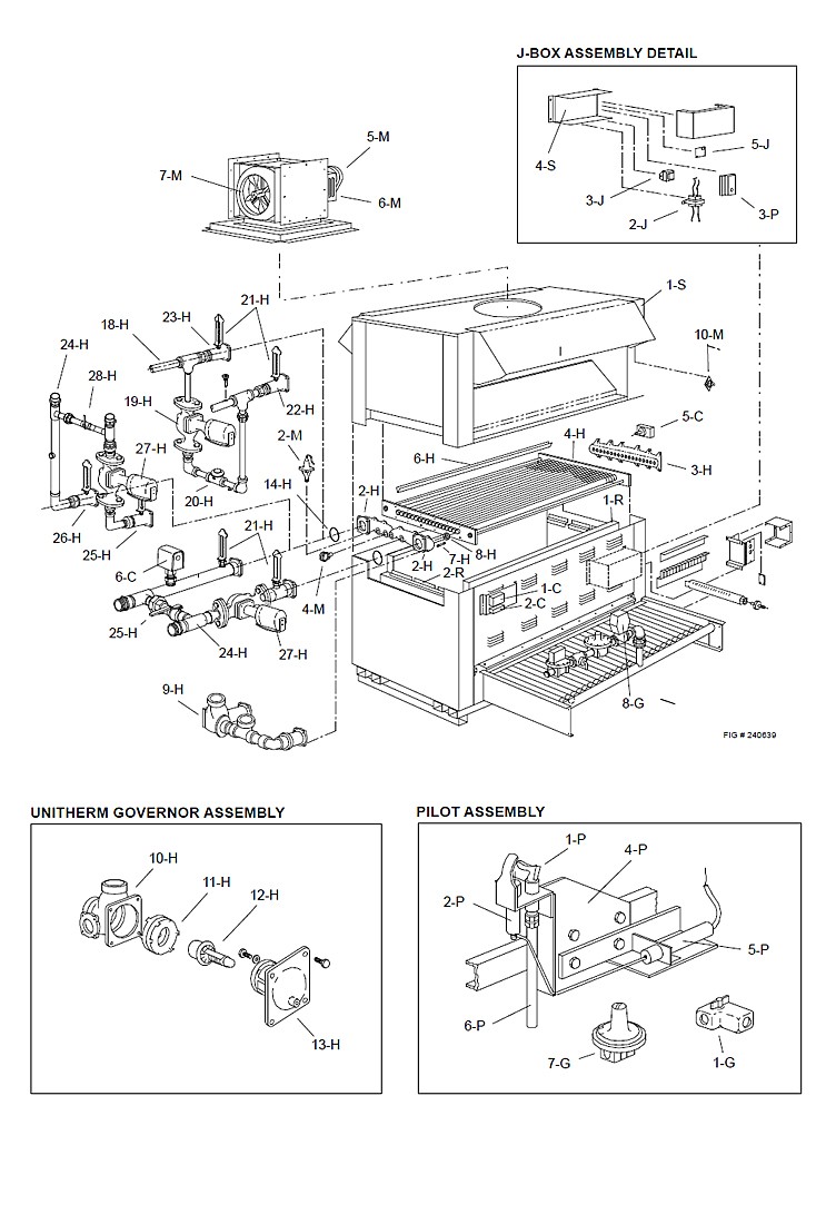 Raypak Raytherm P-2500 #36 Commercial Indoor Swimming Pool Heater with H-Style Bypass | Propane Gas 2,499,000 BTUH | 001884 Parts Schematic
