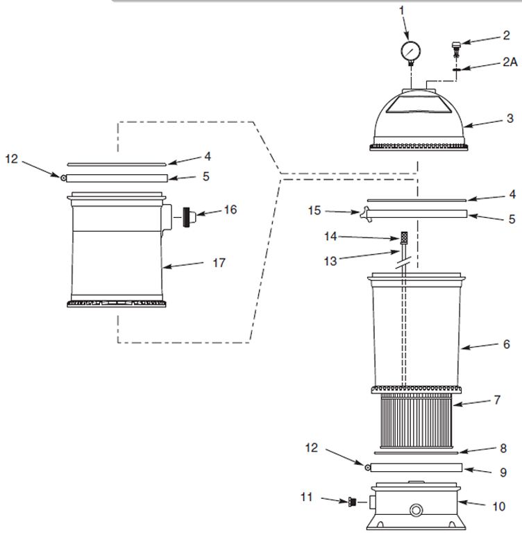 PENTAIR PTM50 POSI-FLO II FILTER CART 50 SQFT Parts Schematic