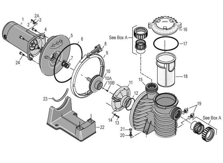 Sta-Rite Max-E-Pro .75HP Energy Efficient Full-Rated Pool Pump 115-230V | P6E6D-205L Parts Schematic