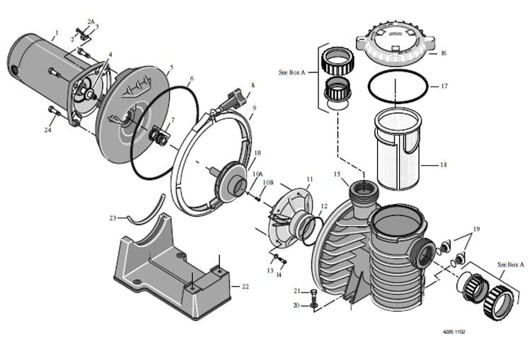 Sta-Rite Max-E-Pro 1HP Energy Efficient Full Rated Pool Pump 115-230V | P6E6E-206L Parts Schematic