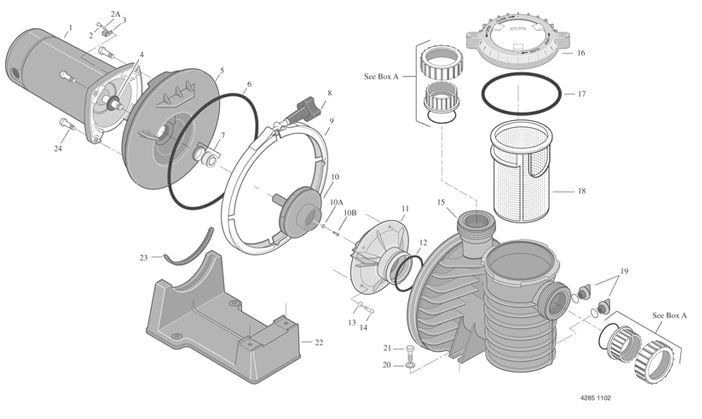 Sta-Rite Max-E-Pro 1.5HP Energy Efficient Up-Rated Pool Pump 115-230V  | P6EA6F-206L Parts Schematic