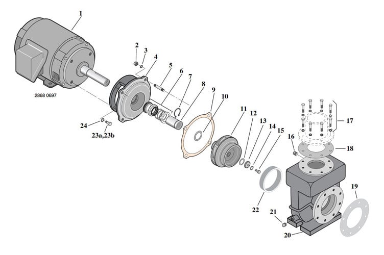 Sta-Rite CSP Series 10HP Nema Single Phase Cast Iron Pool Pump Without Strainer | 230V | CSPHL-143 Parts Schematic