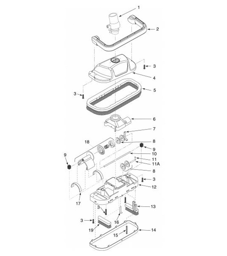 Pentair Kreepy Krauly Great White Suction Side Pool Cleaner | GW9500 Parts Schematic