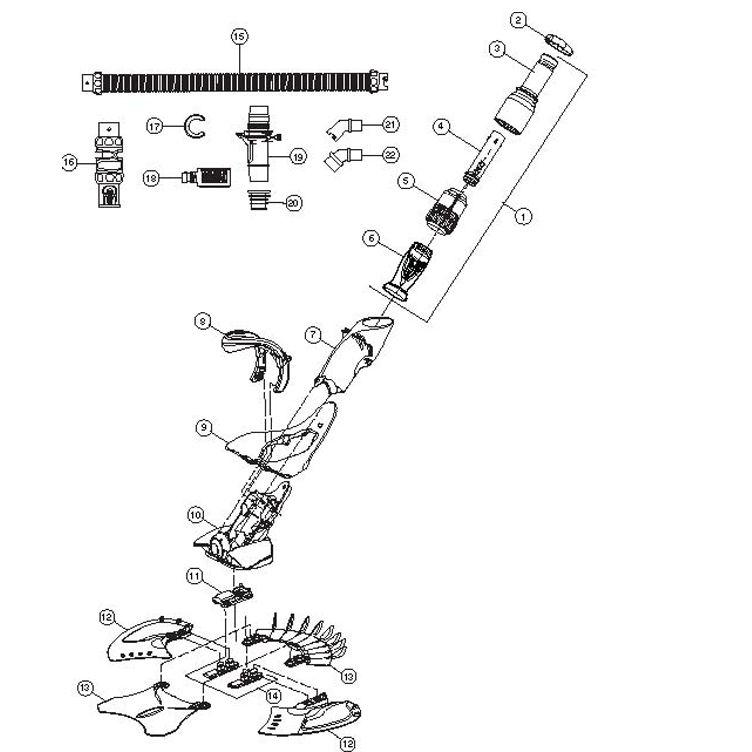 Baracuda X7 Quattro Inground Suction Side Pool Cleaner | Complete with 36' Hose | X7 Parts Schematic
