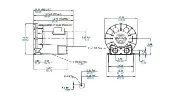 Air Supply Gast Regenair Oilless Regenerative Commercial Blower | 2.5HP 120V 1PH | R5125-2