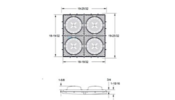 Aquastar Four (4) 9" Square 8HPH/SUN Suction Outlet Covers (VGB Series) | White | RSUN18HPH101