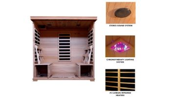 HeatWave Monticello 4-Person Hemlock Infrared Sauna with 9 Carbon Heaters | SA2418