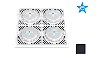 Aquastar 18" Square Mud Frame with Four 9" Square 8HPH/SUN Suction Outlet Covers | Black | SUN18HPH102