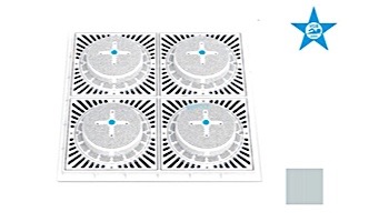 Aquastar 18" Square Mud Frame with Four 9" Square 8HPH/SUN Suction Outlet Covers | Light Gray | SUN18HPH103