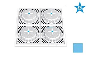 Aquastar 18" Square Mud Frame with Four 9" Square 8HPH/SUN Suction Outlet Covers | Blue | SUN18HPH104