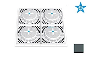 Aquastar 18" Square Mud Frame with Four 9" Square 8HPH/SUN Suction Outlet Covers | Dark Gray | SUN18HPH105
