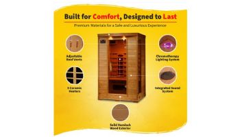 HeatWave Coronado 2-Person Hemlock Infrared Sauna with 5 Ceramic Heaters | SA2406