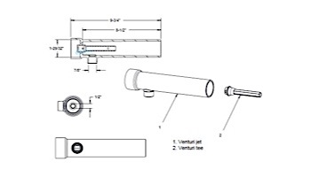 AquaStar Extended Venturi Tee for Gunite with Removable Jet | EVT101