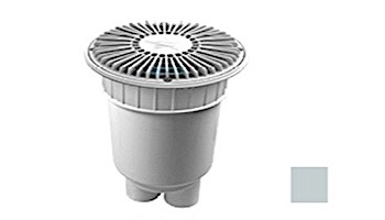 AquaStar 8" Round For U Wade Suction Outlet Cover with 2 Port Double Deep Sump Bucket (VGB Series) Light Gray | 8FUW103B