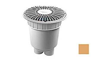 AquaStar 8" Round For U Wade Suction Outlet Cover with 2 Port Double Deep Sump Bucket (VGB Series) Tan | 8FUW108B