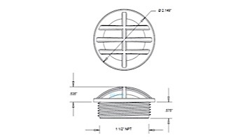 AquaStar 1.5" Safety Grate Insert with 1.5" MPT | Light Gray | CFM103