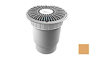AquaStar 8" Round For U Wade Suction Outlet Cover with 2 Port Double Deep Sump Bucket with 6" Socket (VGB Series) Tan | 8FUW108F