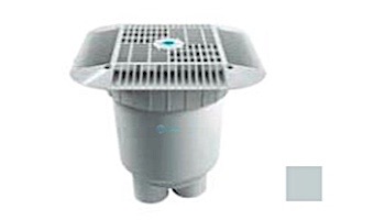 AquaStar 14" Square Grate with 2 Port Double Deep Sump Bucket (VGB Series) | Light Gray | 914103B