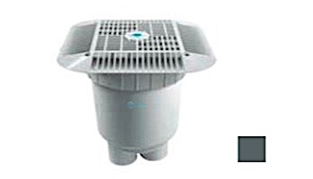 AquaStar 14" Square Grate with 2 Port Double Deep Sump Bucket (VGB Series) | Dark Gray | 914105B