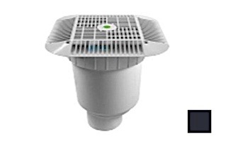 AquaStar 14" Square Grate with Double Deep Sump Bucket with 4" Spigot (VGB Series) Black | 914102C