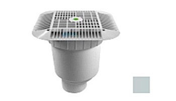 AquaStar 14" Square Grate with Double Deep Sump Bucket with 4" Spigot (VGB Series) Light Gray | 914103C