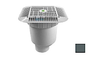 AquaStar 14" Square Grate with Double Deep Sump Bucket with 4" Spigot (VGB Series) Dark Gray | 914105C