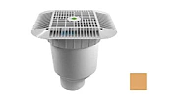 AquaStar 14" Square Grate with Double Deep Sump Bucket with 4" Spigot (VGB Series) Tan | 914108C