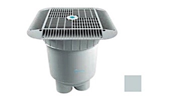 AquaStar 16" Square Anti-Entrapment Suction Outlet Cover | with 2 Port Double Deep Sump Bucket (VGB Series) | Light Gray | 1216103B