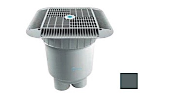 AquaStar 16" Square Anti-Entrapment Suction Outlet Cover | with 2 Port Double Deep Sump Bucket (VGB Series) | Dark Gray | 1216105B