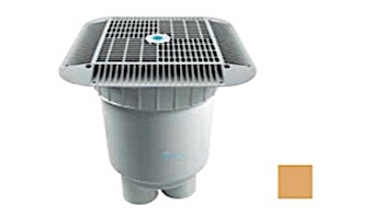 AquaStar 16" Square Anti-Entrapment Suction Outlet Cover | with 2 Port Double Deep Sump Bucket (VGB Series) | Tan | 1216108B