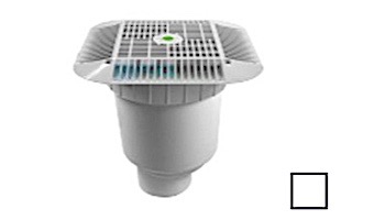 AquaStar 16" Square Grate with Double Deep Sump Bucket with 4" Spigot (VGB Series) White | 1216101C