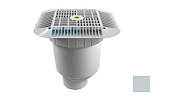 AquaStar 16" Square Grate with Double Deep Sump Bucket with 4" Spigot (VGB Series) Light Gray | 1216103C