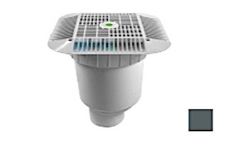 AquaStar 16" Square Grate with Double Deep Sump Bucket with 4" Spigot (VGB Series) Dark Gray | 1216105C