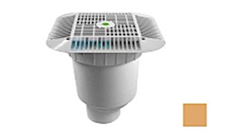 AquaStar 16" Square Grate with Double Deep Sump Bucket with 4" Spigot (VGB Series) Tan | 1216108C