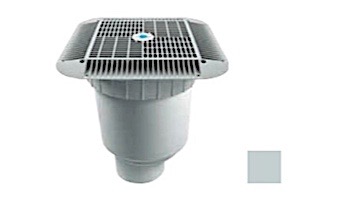 AquaStar 16" Square Grate with Double Deep Sump Bucket | with 4" Socket (VGB Series) | Light Gray | 1216103D