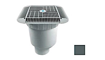 AquaStar 16" Square Grate with Double Deep Sump Bucket | with 4" Socket (VGB Series) | Dark Gray | 1216105D