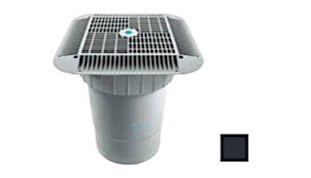 AquaStar 16" Square Grate with Double Deep Sump Bucket | with 6" Socket (VGB Series) | Black | 1216102F