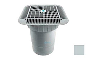 AquaStar 16" Square Grate with Double Deep Sump Bucket | with 6" Socket (VGB Series) | Light Gray | 1216103F