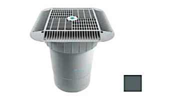 AquaStar 16" Square Grate with Double Deep Sump Bucket | with 6" Socket (VGB Series) | Dark Gray | 1216105F